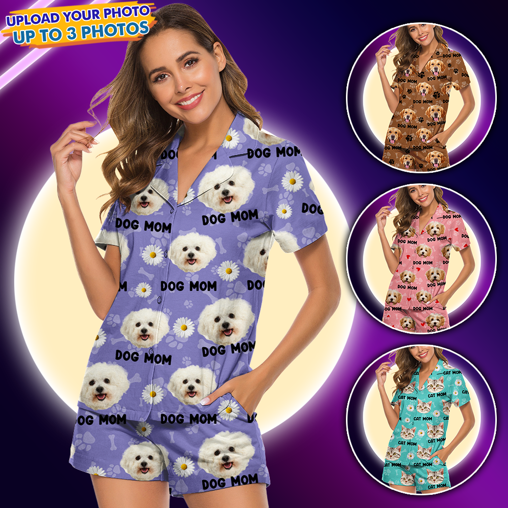 Custom Photo Dog Cat Paw For Pet Lover Short Pajamas For Men And Women AB