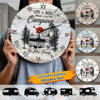 Thumbnail for Custom Life Is Better When You're Camping Wall Wooden Clock, Gift For Camper FC