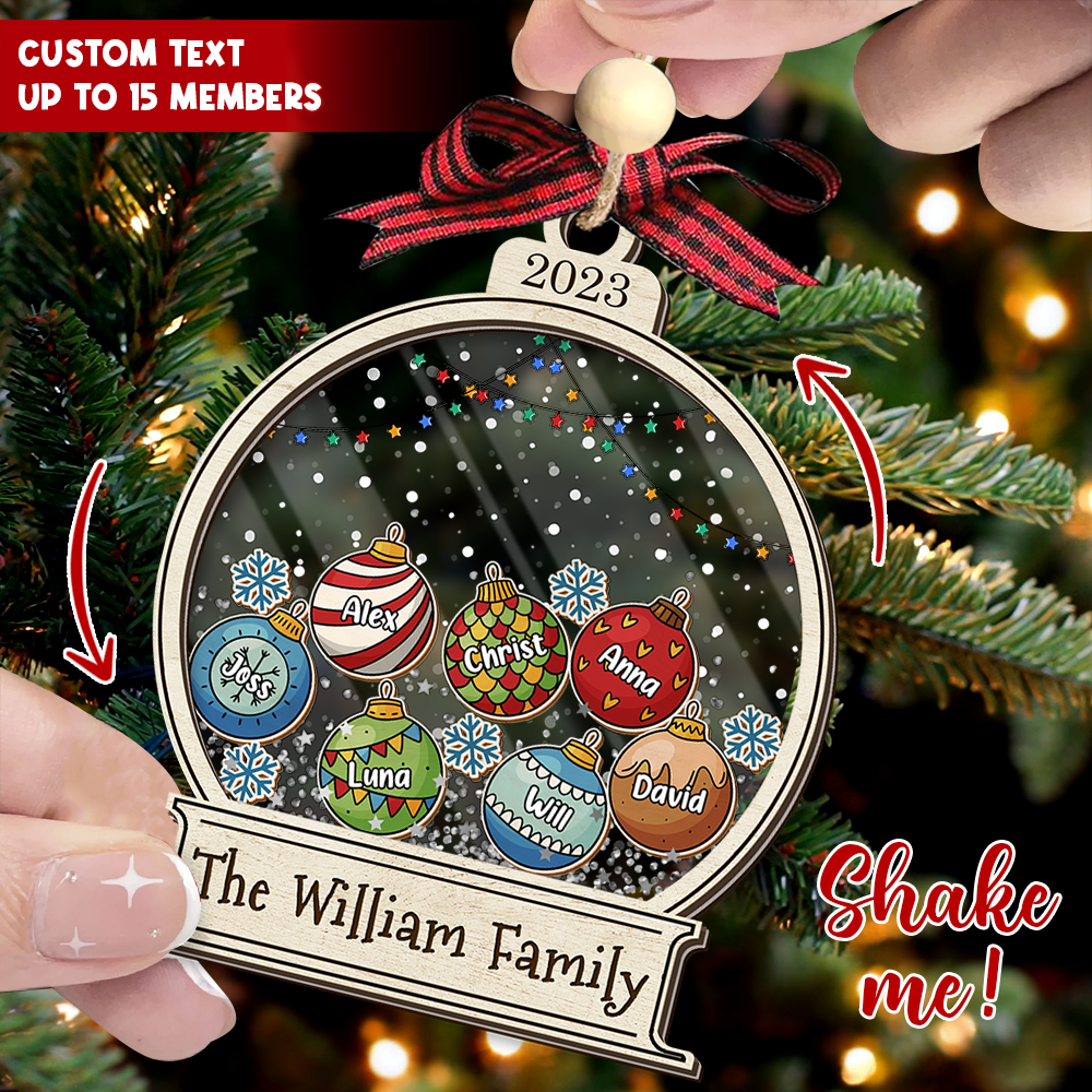 Personalized Shaker Ornament - Christmas Gift For Family - Christmas Ball With Names AC