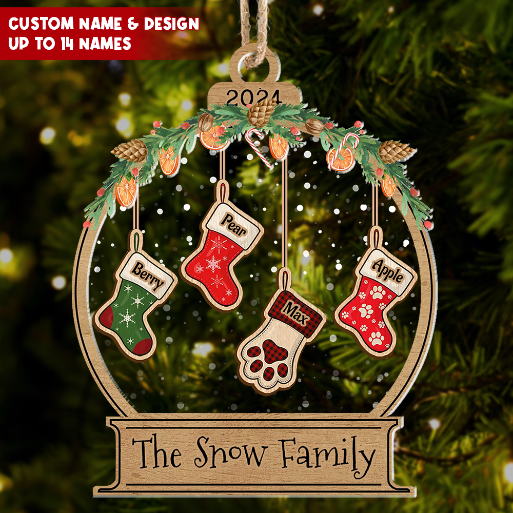 Personalized Acrylic Ornament - Christmas Gift For Family - Stocking Family Member Name FC