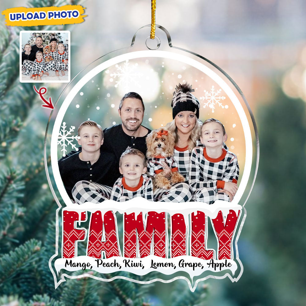 Personalized Acrylic Ornament - Christmas Gift For Family - Snowball With Family Photo AC