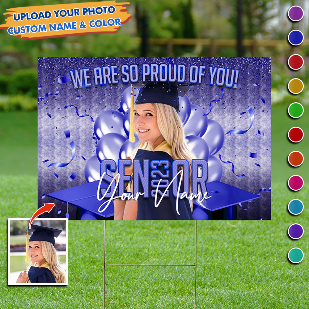 Custom Senior 2023 With Graduation Portrait Photo Lawn Sign, Graduation Decorations AN