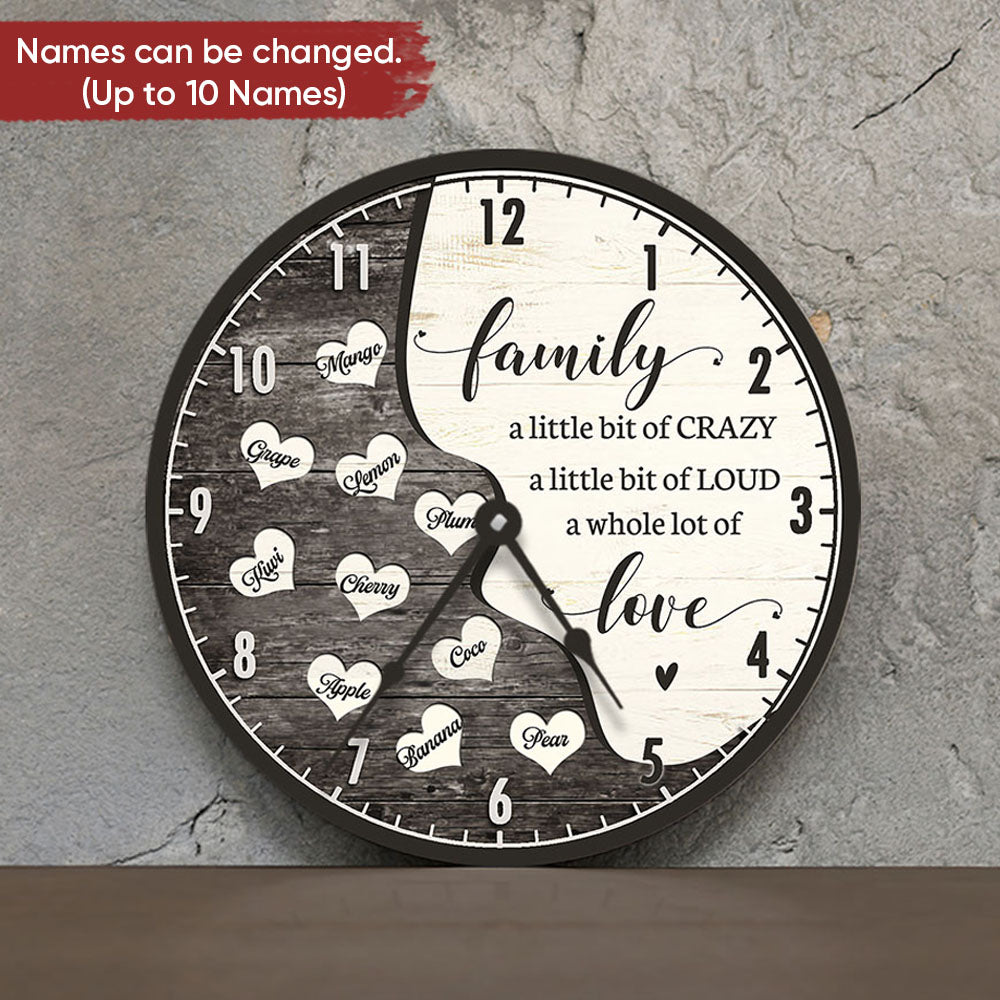 Personalized Family A Whole Of Love Wall Wooden Clock, Gift For Family FC