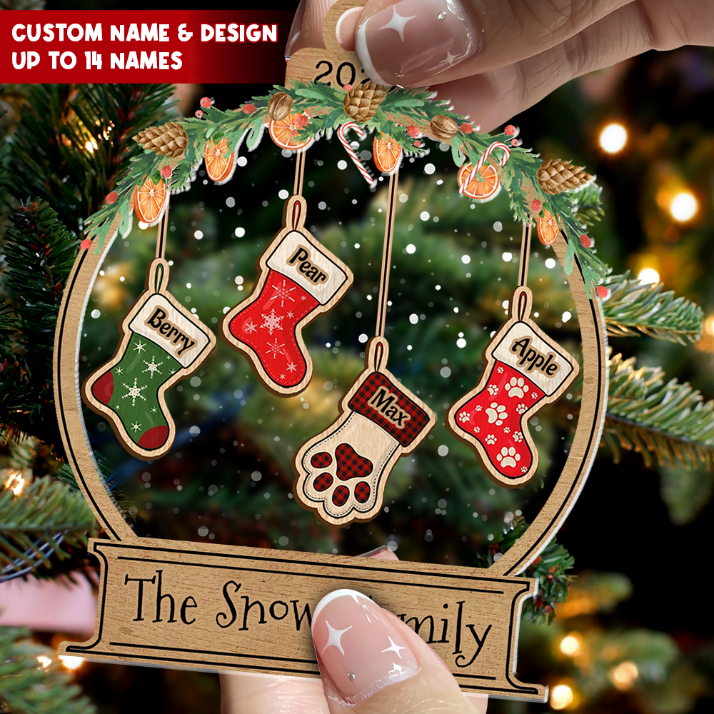 Personalized Acrylic Ornament - Christmas Gift For Family - Stocking Family Member Name FC