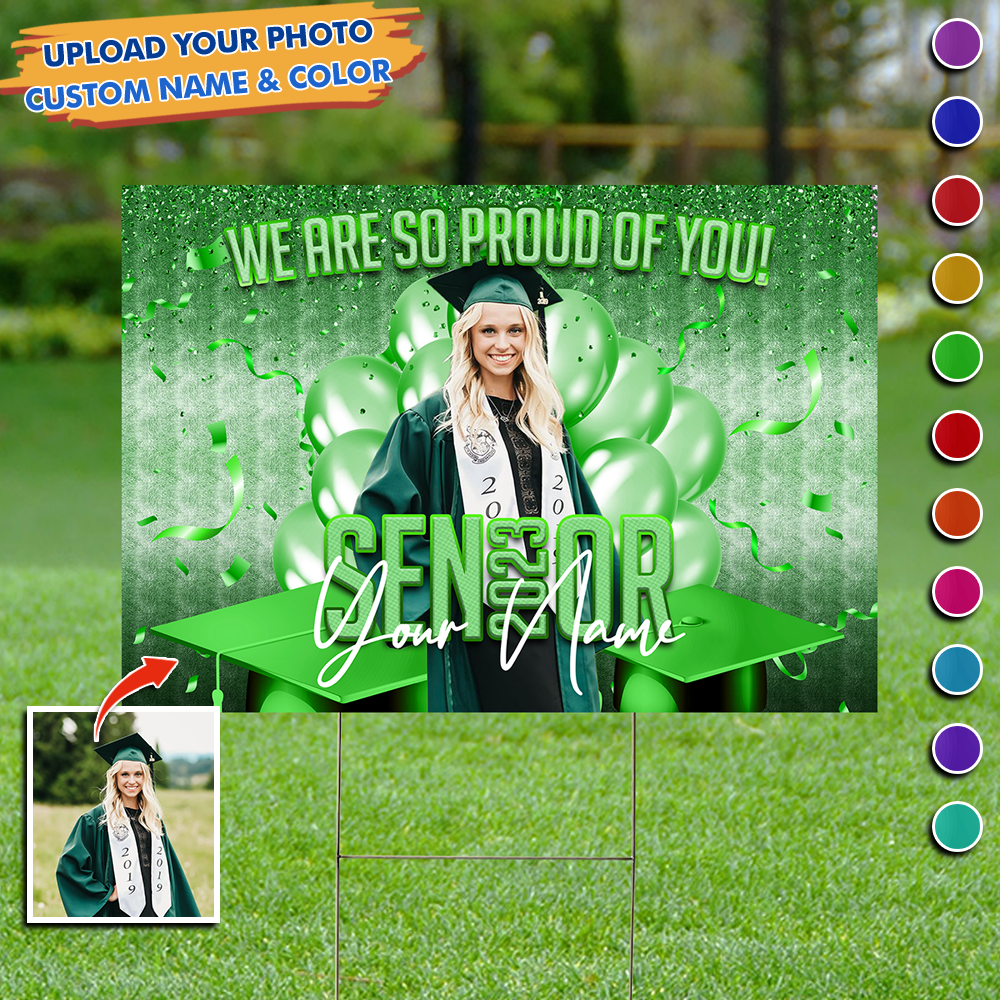 Custom Senior 2023 With Graduation Portrait Photo Lawn Sign, Graduation Decorations AN