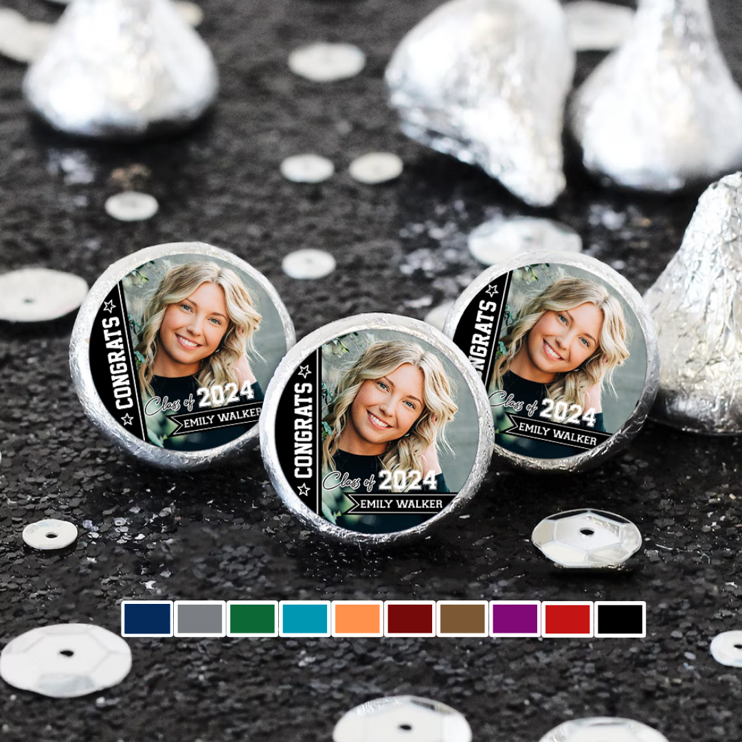 Personalized Graduation Candy Stickers - Congrats Class Of 2024 Graduation Labels & Party Supply FC