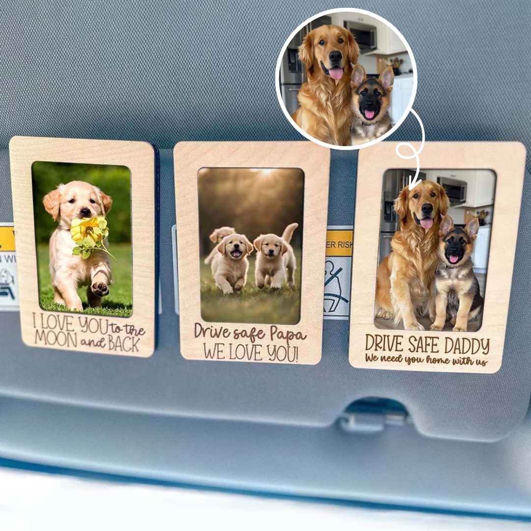 Personalized Pet Photo Frame Car Visor Clip - Father's Day Gift For Dog Lovers FC