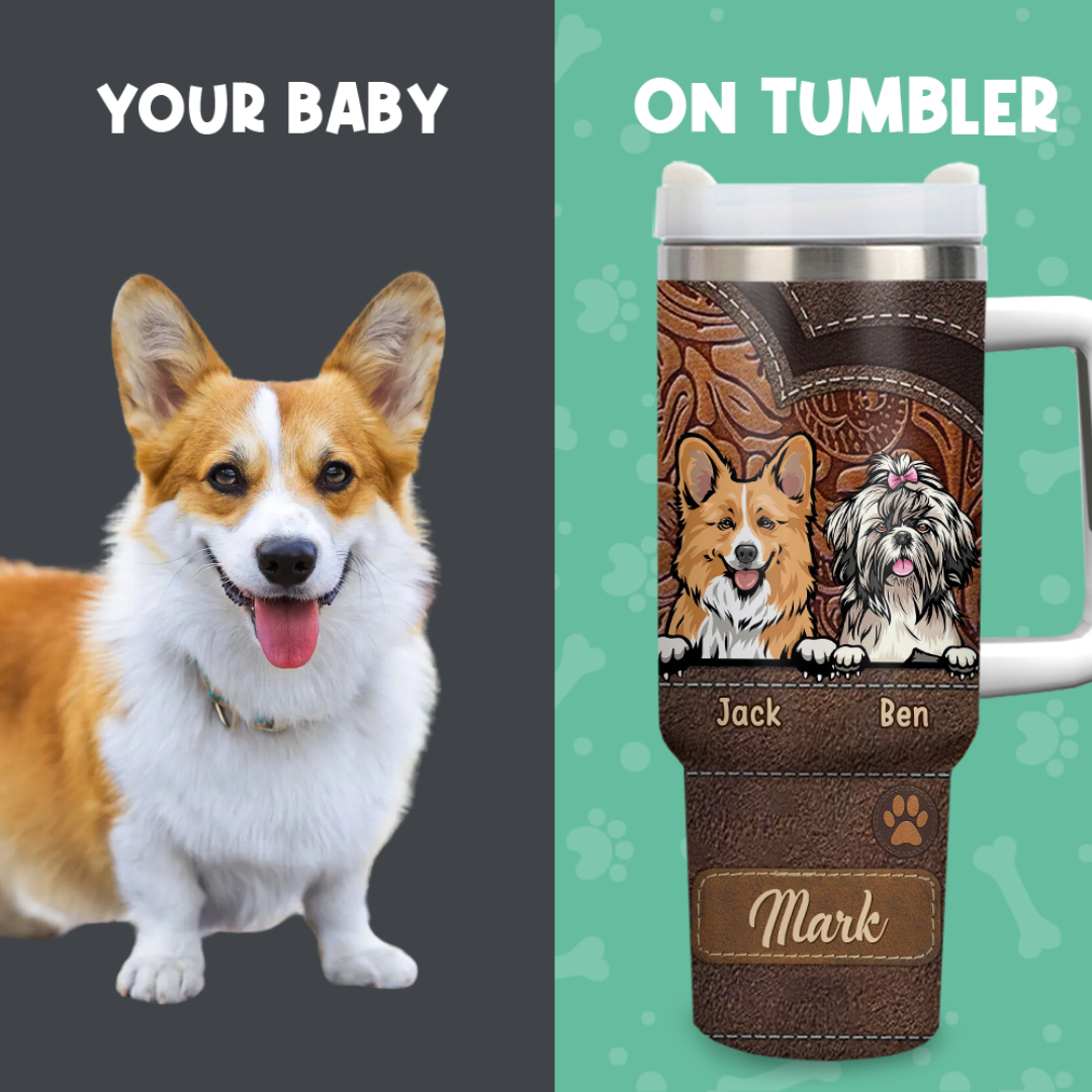 Personalized Standley Cup - Gift For Pet Lovers - Dog Mom Cat Mom Leather Pattern YC