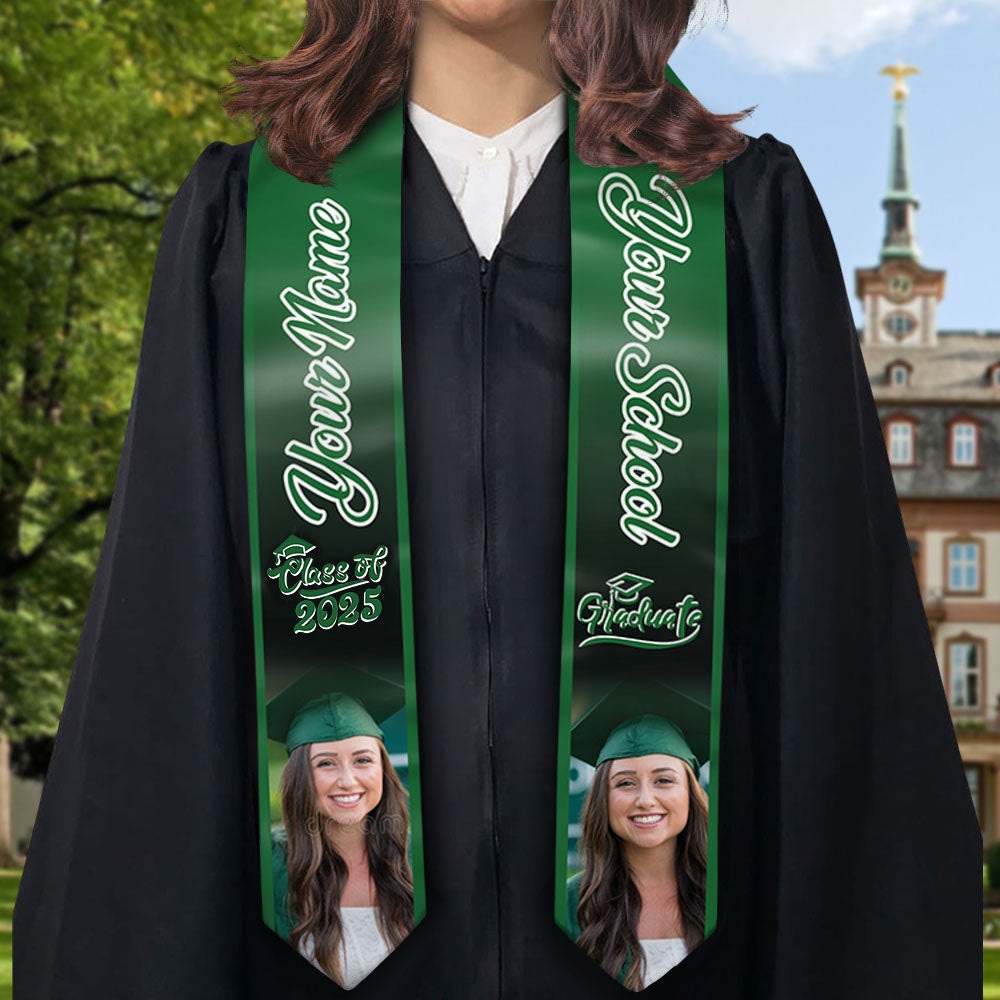 Personalized 2 Photos Mixed Colors Class of 2024 Photo Stoles/ Sash, Graduation Gift FC