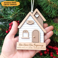 Thumbnail for Personalized Our First Home Christmas Layered Wood Ornament, New Home Gift AE