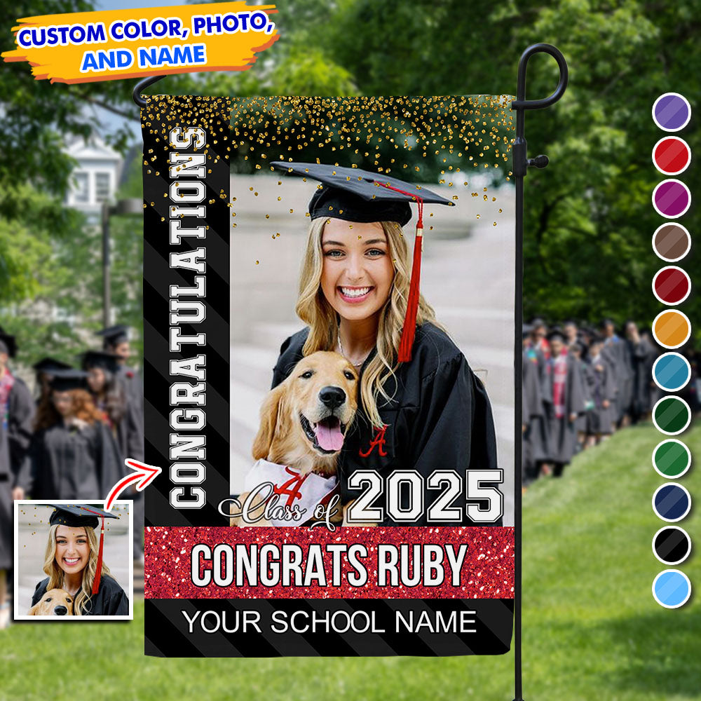 Personalized Congratulations Class of 2025 Garden Flag, Graduation Decoration Gift