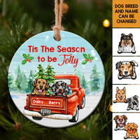 Thumbnail for Tis The Season Dog Christmas Ceramic Ornament - Personalized Christmas Decorative Ornament AE