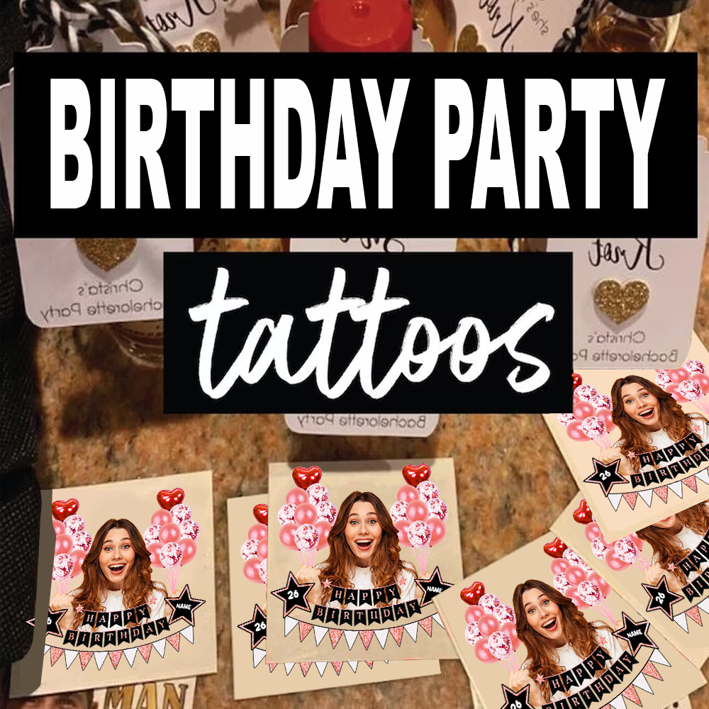 Custom Photo Glitter Balloons Birthday Party Tattoos, B-day Party Supply JonxiFon