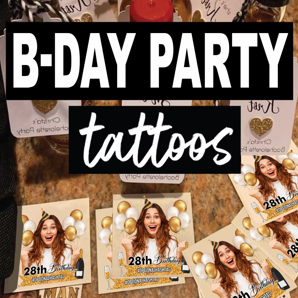 Personalized Happy Birthday Photo Glitter Party Tattoos, B-day Party Supply JonxiFon