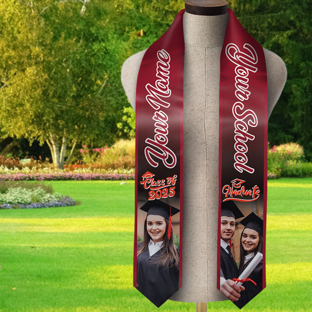 Personalized 2 Photos Mixed Colors Class of 2024 Photo Stoles/ Sash, Graduation Gift FC