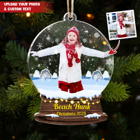 Thumbnail for Custom Merry Christmas Photo Snowglobe Printed Acrylic Ornament, Christmas Gift AE