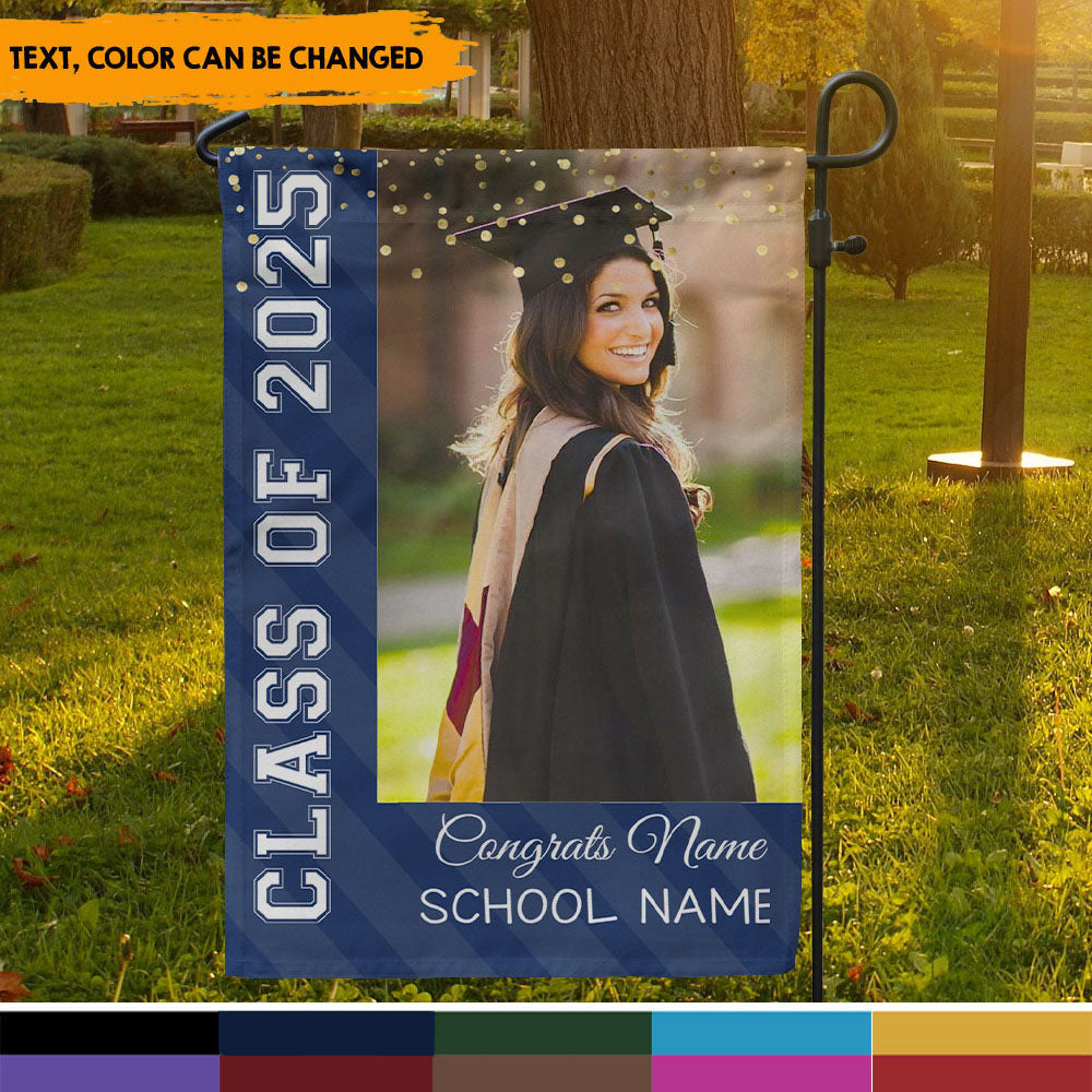 Custom Class Of 2024 Glitter Graduation Garden Flag, Perfect for Graduates, Graduation Gift FC