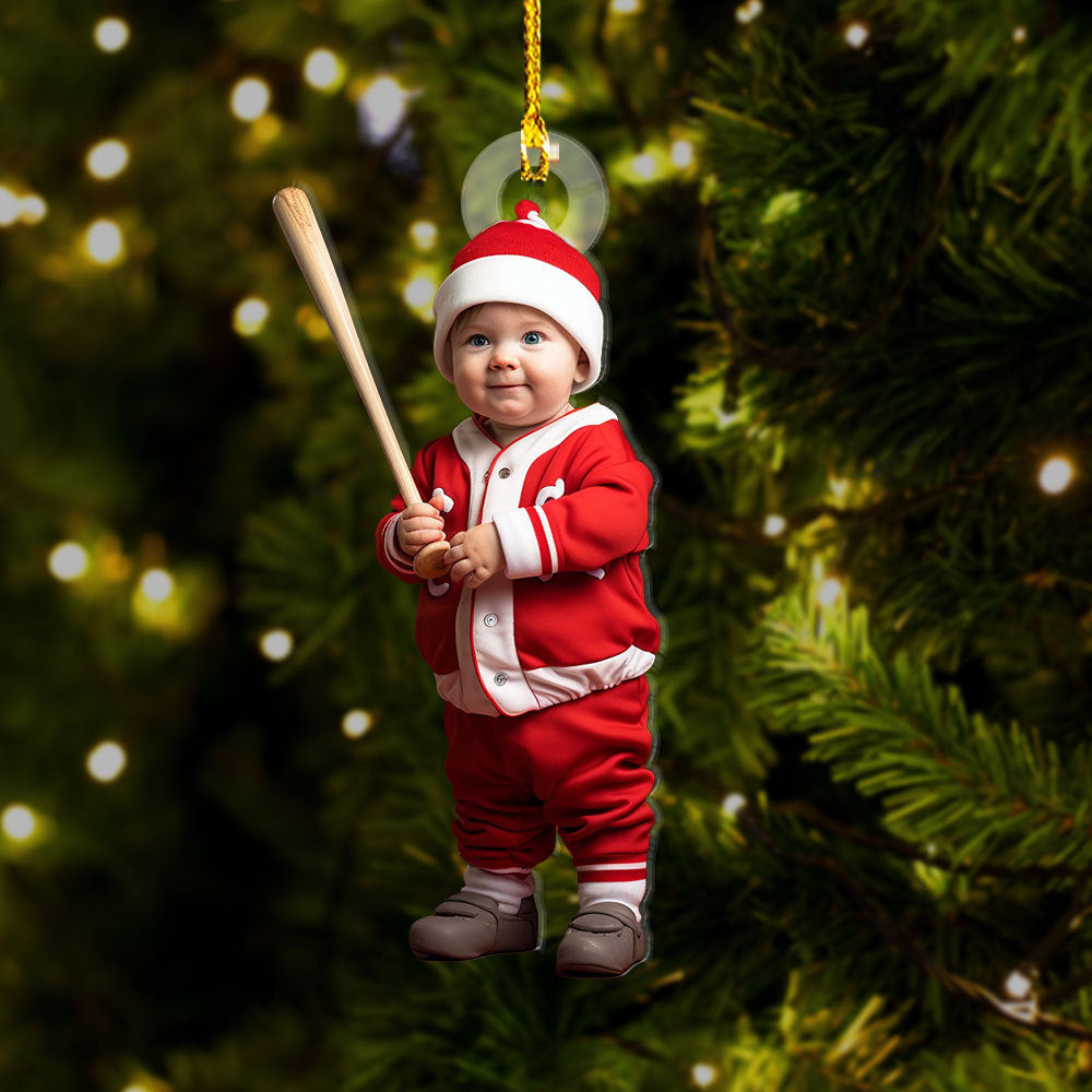 Personalized Acrylic Ornament - Gift For Baseball Lovers - Baseball Cute Kid Photo AC