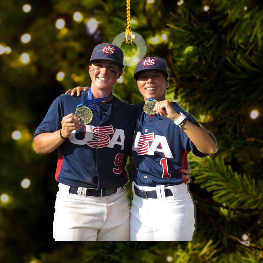 Personalized Acrylic Ornament - Gift For Baseball Lovers - Baseball Girl Besties Photo AC