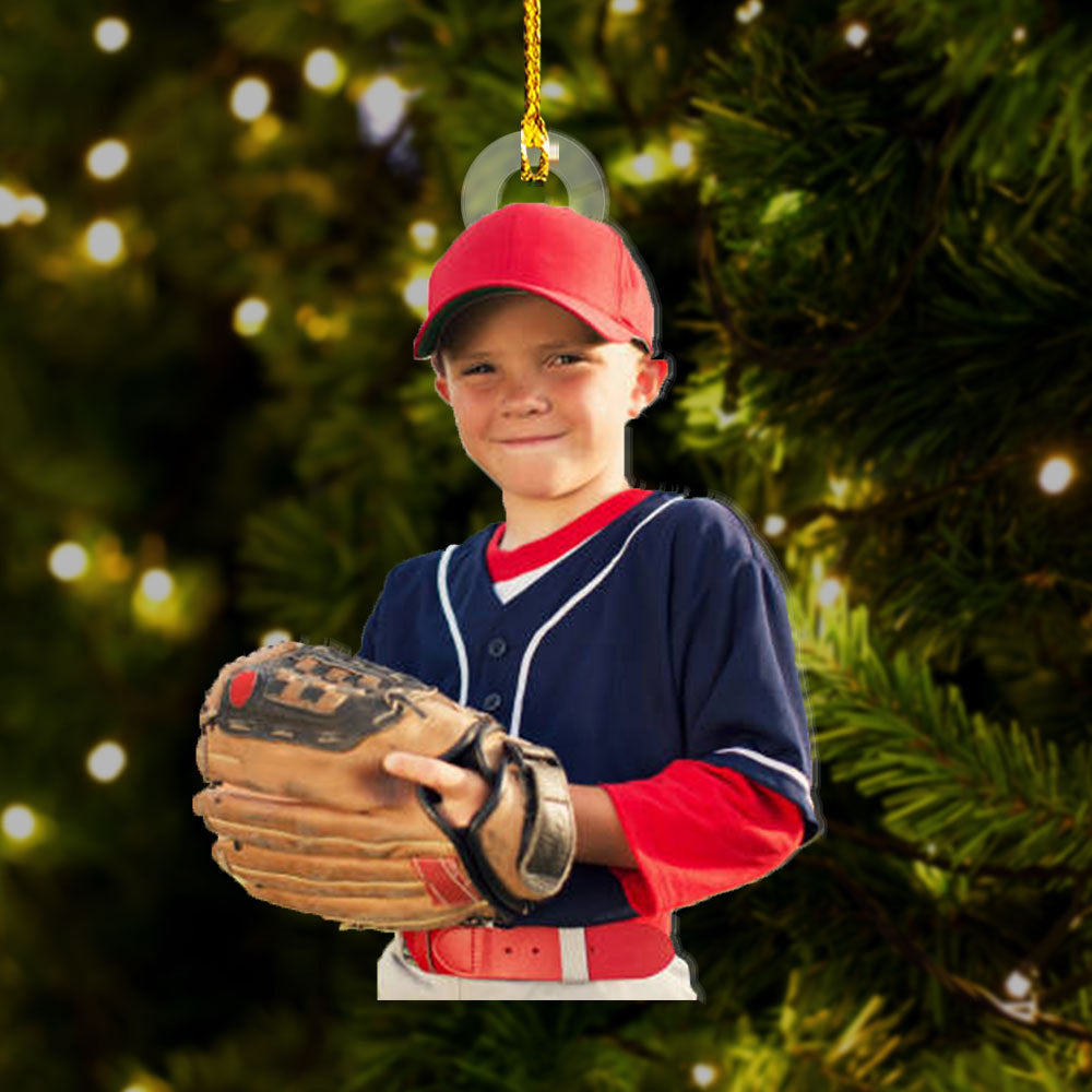 Personalized Acrylic Ornament - Gift For Baseball Lovers - Baseball Little Boy Photo AC