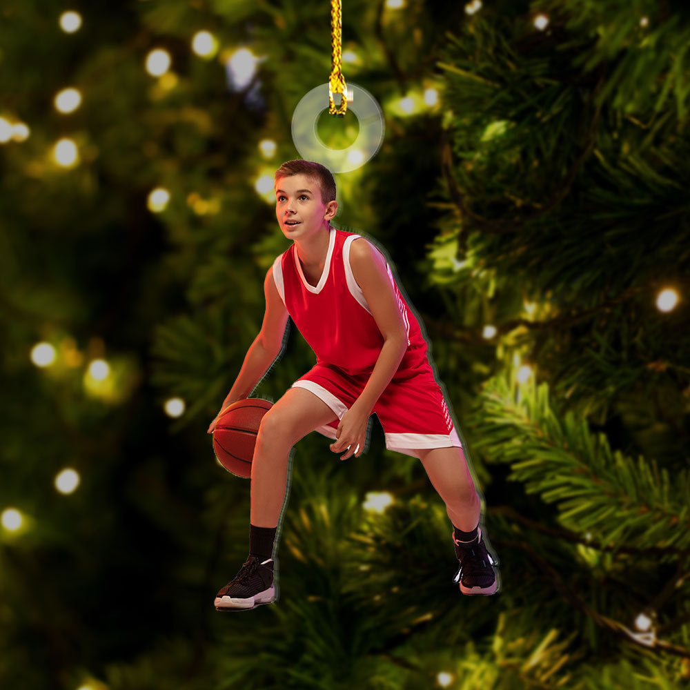 Personalized Acrylic Ornament - Gift For Basketball Lovers - Basketball Boy Photo AC
