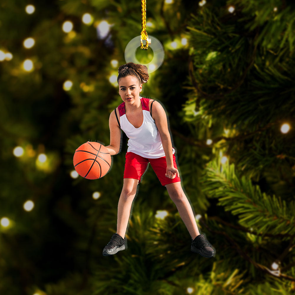 Personalized Acrylic Ornament - Gift For Basketball Lovers - Basketball Girl Photo AC
