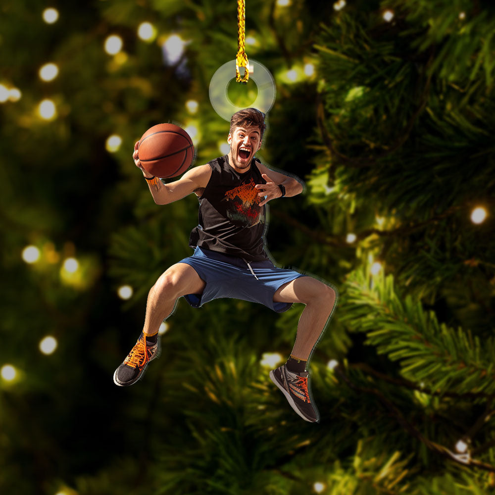 Personalized Acrylic Ornament - Gift For Basketball Lovers - Basketball Funny Boy Photo AC