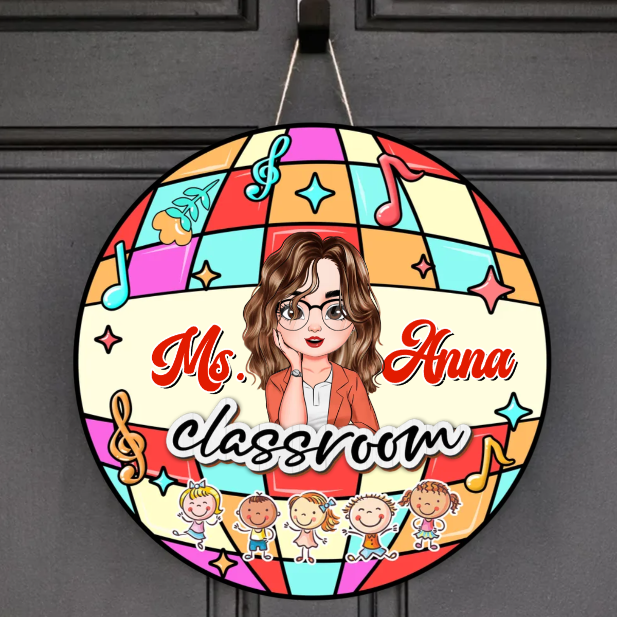 Personalized Teacher Welcome Disco Classroom Door Sign, Gift For Teacher AE
