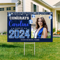 Thumbnail for Personalized Yard Sign With Stake - Graduation Gift - Congrats 2024 Graduate Disco Style FC