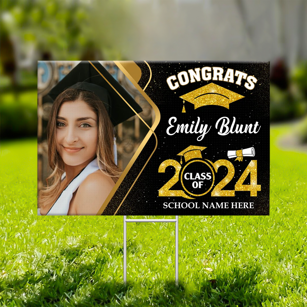 Personalized Yard Sign With Stake - Graduation Gift - Congrats Class Of 2024 Graduate FC