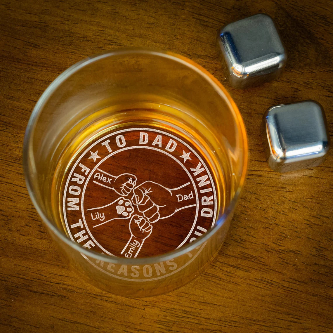 Personalized To Dad From The Reasons You Drink Fist Bump Whiskey Glass - Father's Day Gift FC