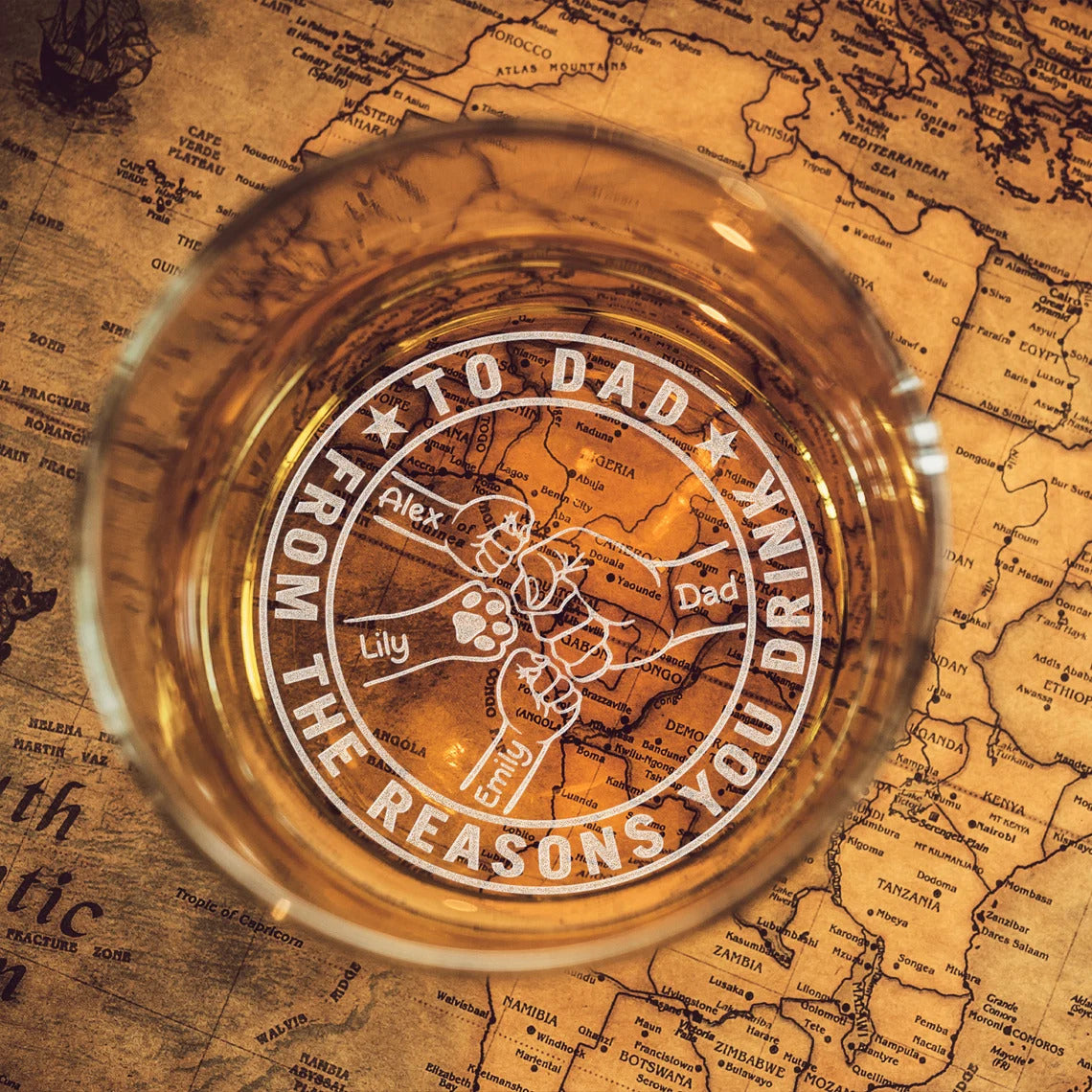 Personalized To Dad From The Reasons You Drink Fist Bump Whiskey Glass - Father's Day Gift FC