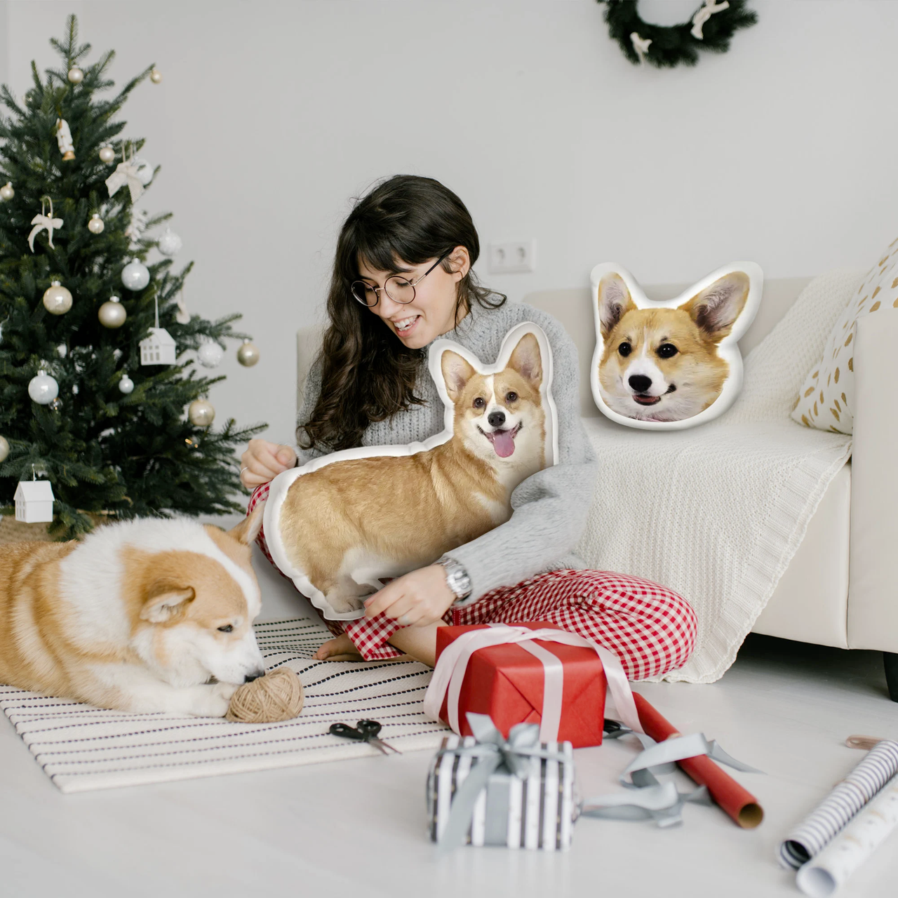 Custom Shape Plush Pillow Case - Gift For Dog Cat Lovers - Cute Pet Photo Pillow Cushions AC