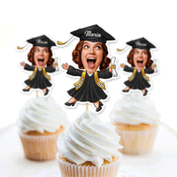 Thumbnail for Custom Graduation Party Face Cupcake Toppers, Graduation Decorations, Physical Product FC