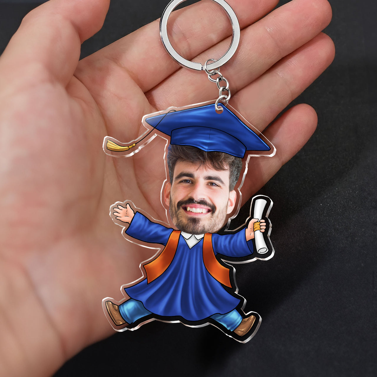 Custom Funny Face Graduate Photo Graduation Acrylic Keychain, Graduation Gift FC