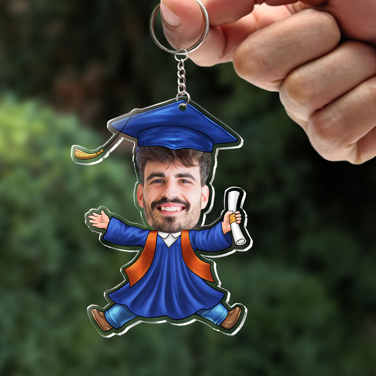 Custom Funny Face Graduate Photo Graduation Acrylic Keychain, Graduation Gift FC