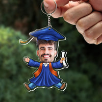 Thumbnail for Custom Funny Face Graduate Photo Graduation Acrylic Keychain, Graduation Gift FC