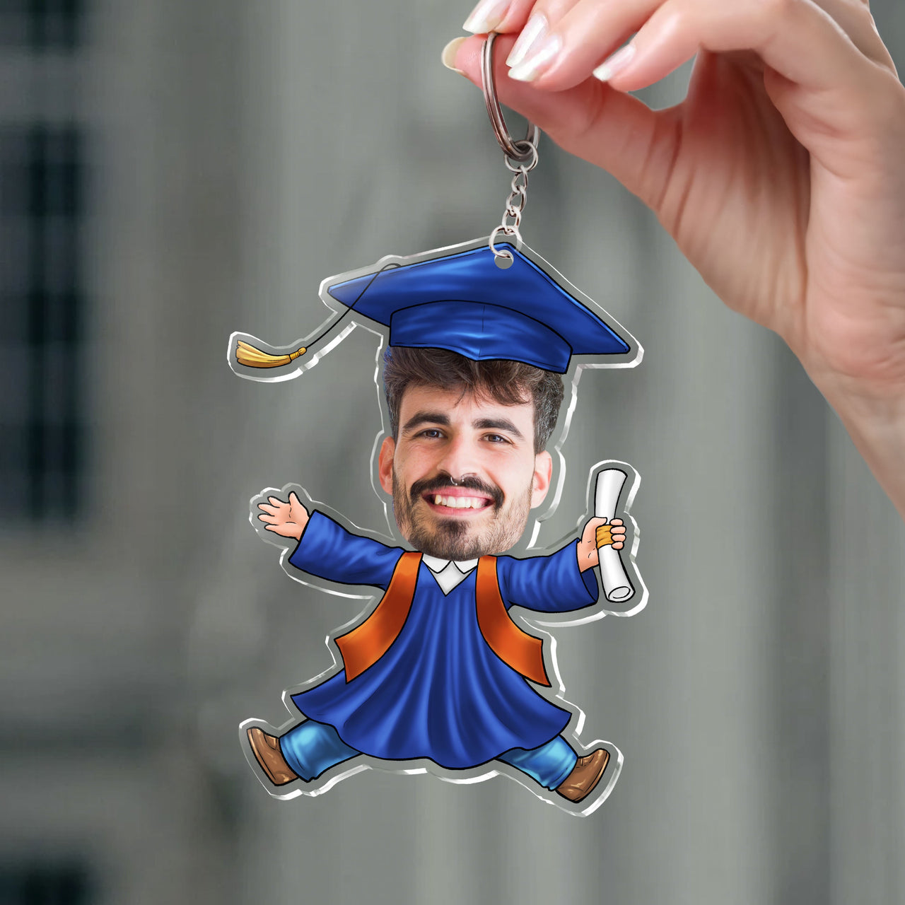 Custom Funny Face Graduate Photo Graduation Acrylic Keychain, Graduation Gift FC