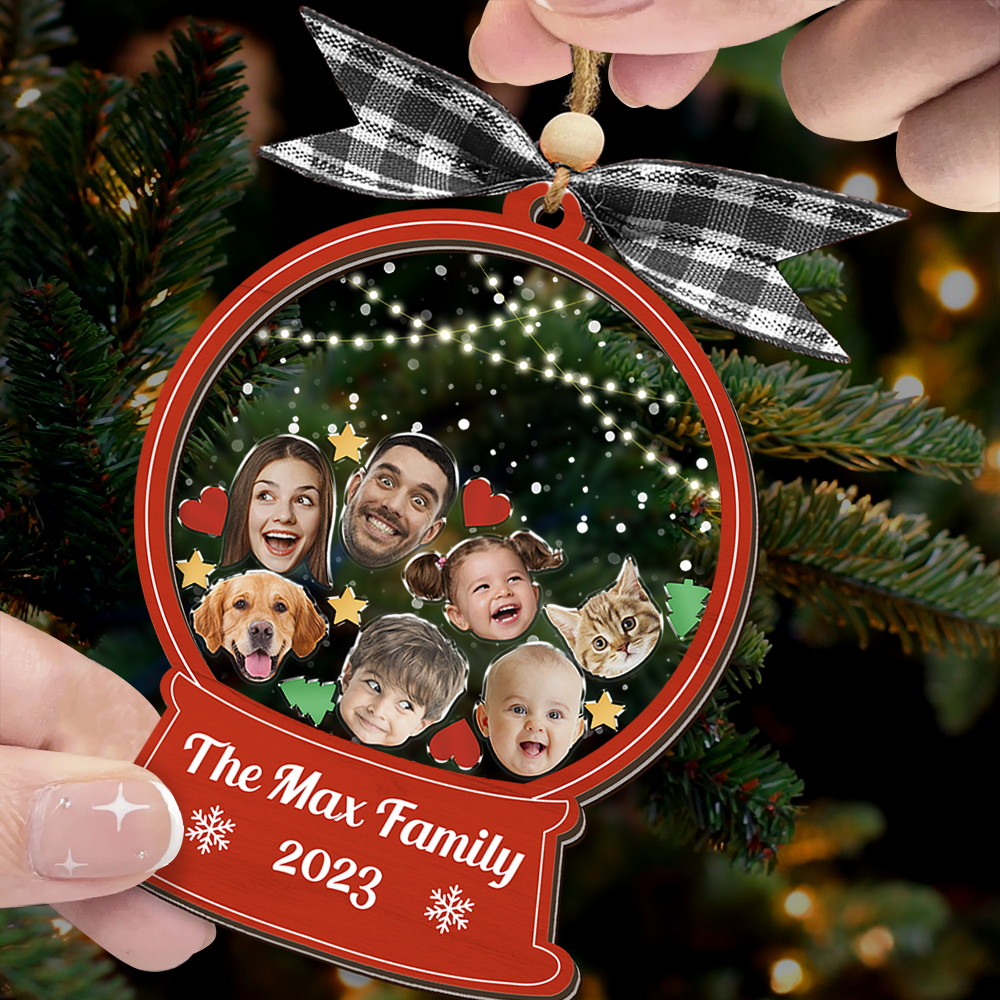 Personalized Shaker Ornament - Christmas Gift For Family - Funny Family Photo FC