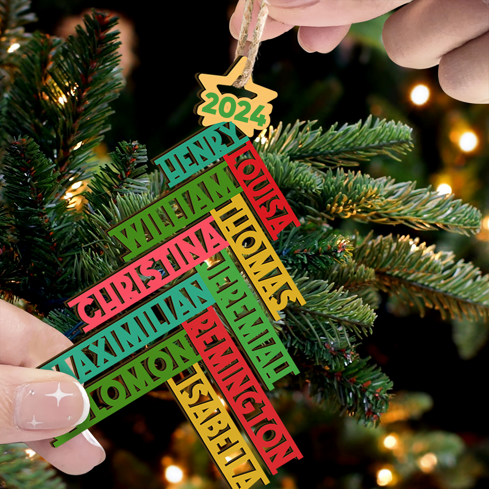 Personalized Wooden Ornament Cutout - Christmas Gift For Family - 2023 Family Christmas Tree FC