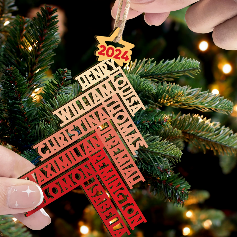 Personalized Wooden Ornament Cutout - Christmas Gift For Family - 2023 Family Christmas Tree FC