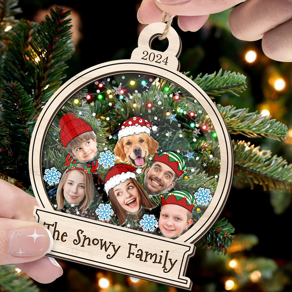 Personalized Shaker Ornament - Christmas Gift For Family - Cute Family Face Photo FC