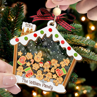 Thumbnail for Personalized Shaker Ornament - Christmas Gift For Family - A Candy House With Gingerbreads FC