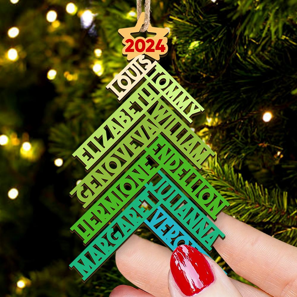 Personalized Wooden Ornament Cutout - Christmas Gift For Family - 2023 Family Christmas Tree FC