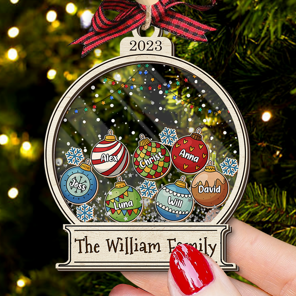 Personalized Shaker Ornament - Christmas Gift For Family - Christmas Ball With Names AC