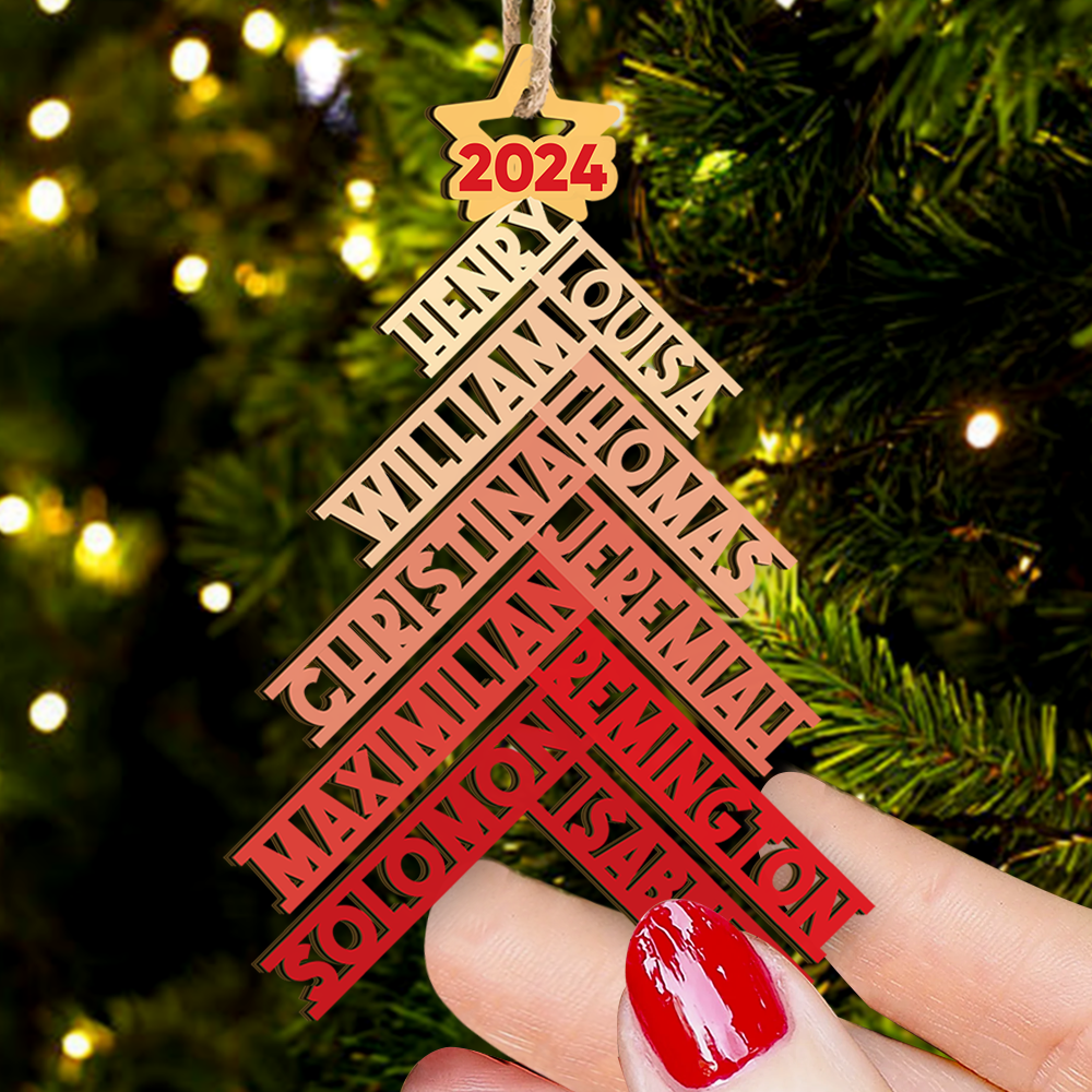 Personalized Wooden Ornament Cutout - Christmas Gift For Family - 2023 Family Christmas Tree FC