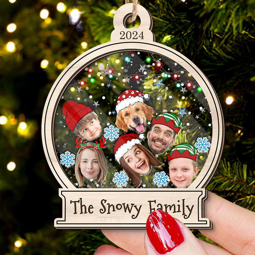 Personalized Shaker Ornament - Christmas Gift For Family - Cute Family Face Photo FC