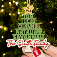 Thumbnail for Personalized Wooden Ornament Cutout - Christmas Gift For Family - Multicolor Family Christmas Tree FC