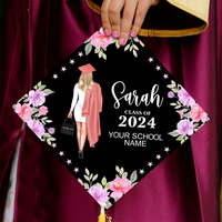 Thumbnail for Personalized I Did It Floral Cap Topper, 2024 Graduation Keepsake Gift FC