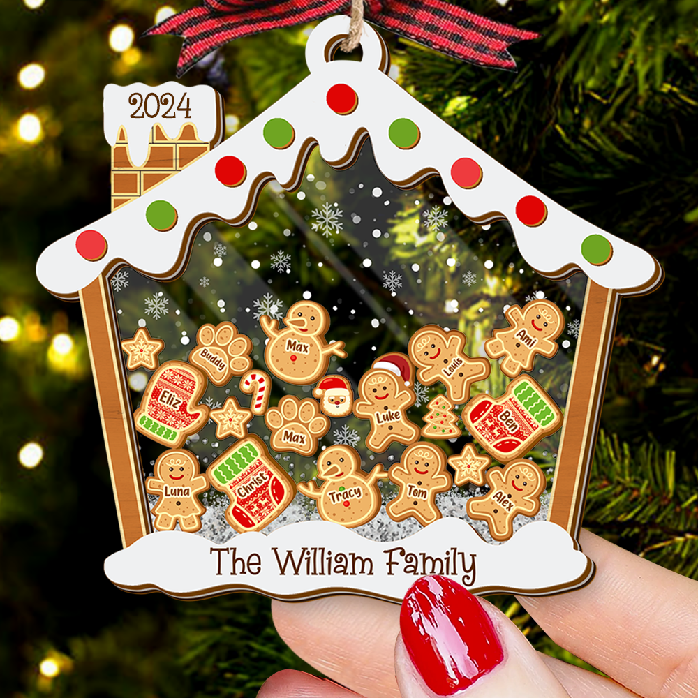 Personalized Shaker Ornament - Christmas Gift For Family - A Candy House With Gingerbreads FC